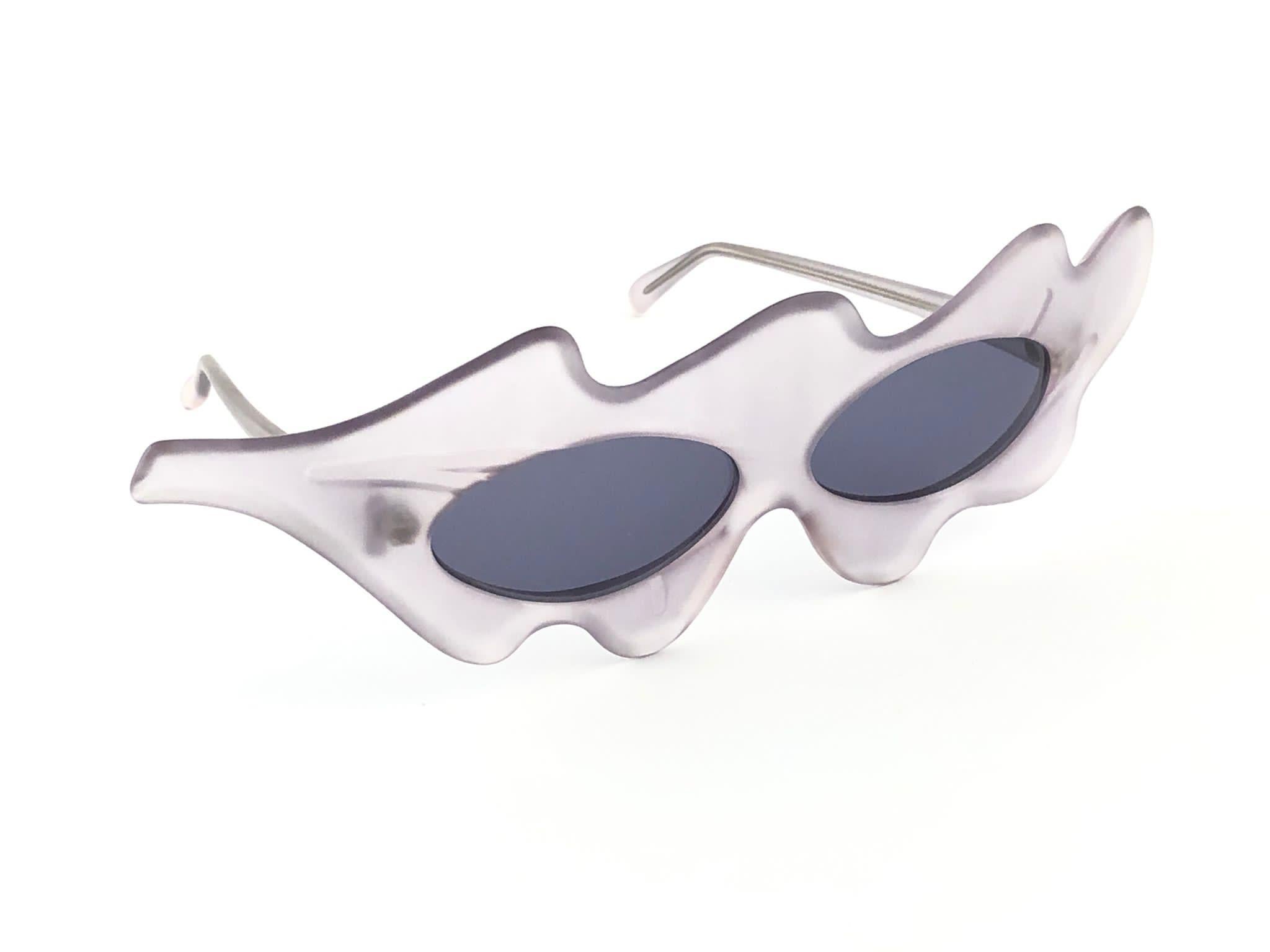 Women's or Men's New Vintage Alain Mikli Light Grey Made in France Sunglasses 1980's For Sale