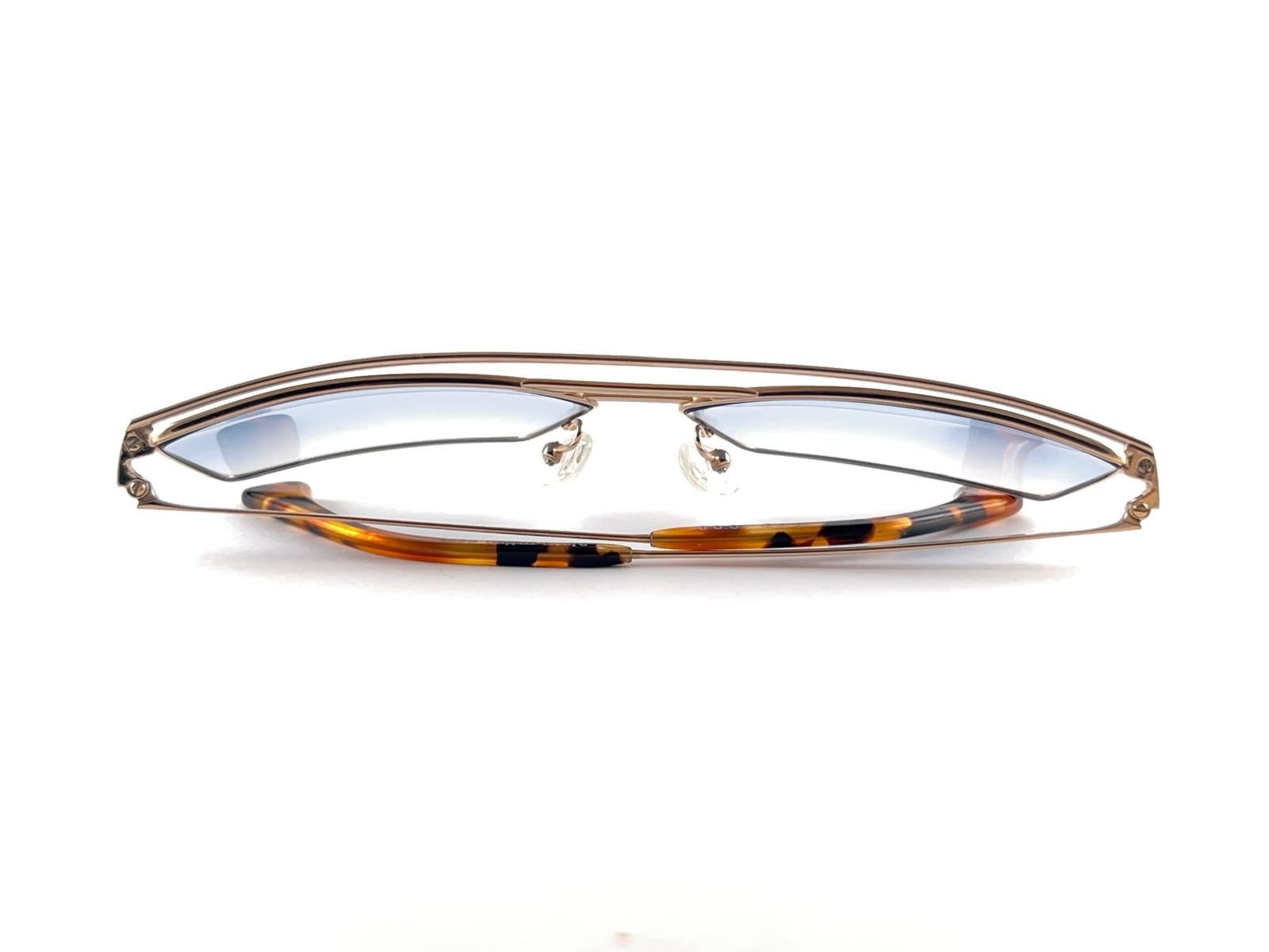 New Vintage Alain Mikli Rectangular Gold Frame Sunglasses 1980's Made in France For Sale 6