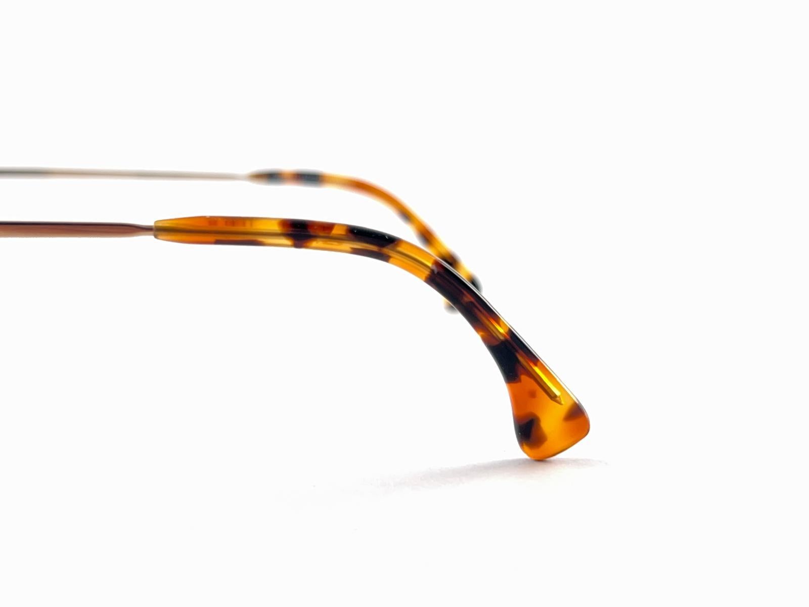 Women's or Men's New Vintage Alain Mikli Rectangular Gold Frame Sunglasses 1980's Made in France For Sale