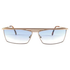 New Vintage Alain Mikli Rectangular Gold Frame Sunglasses 1980's Made in France