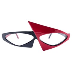 New Vintage Alain Mikli Two Tone Black & Red Made in France Sunglasses 1980's