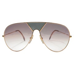 New Vintage Alpina TR3 Aviator Gold & Green Sunglasses 1980'S