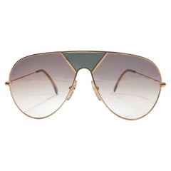 New Vintage Alpina TR3 Aviator Gold & Green Sunglasses 1980'S 