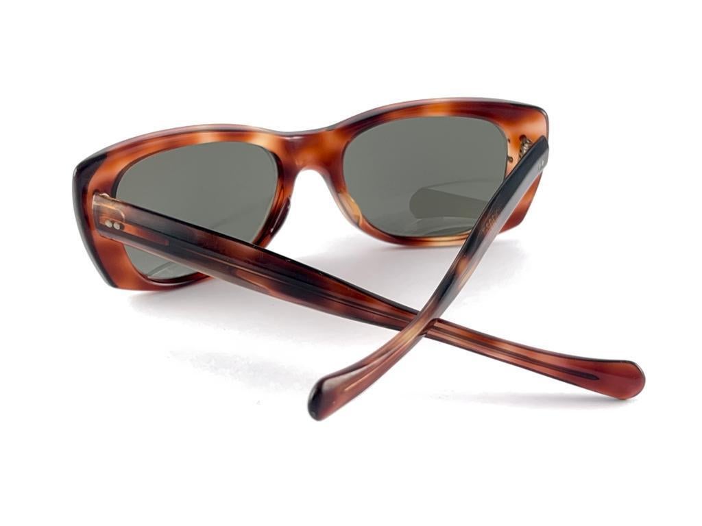 New Vintage American Optical Midcentury Tortoise Sunglasses 60's Made In Usa en vente 5