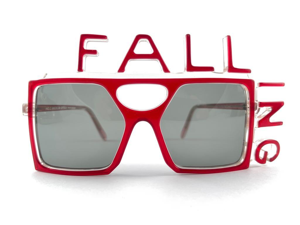 Highly collectable sunglasses signed by English Anglo American Optical.

New Vintage Anglo American Eyewear Oversized Cobalt Red Sunglasses With Medium Green Lenses 1970’S Made In France.

This Item May Show Minor Sign Of Wear Due To Storage. 