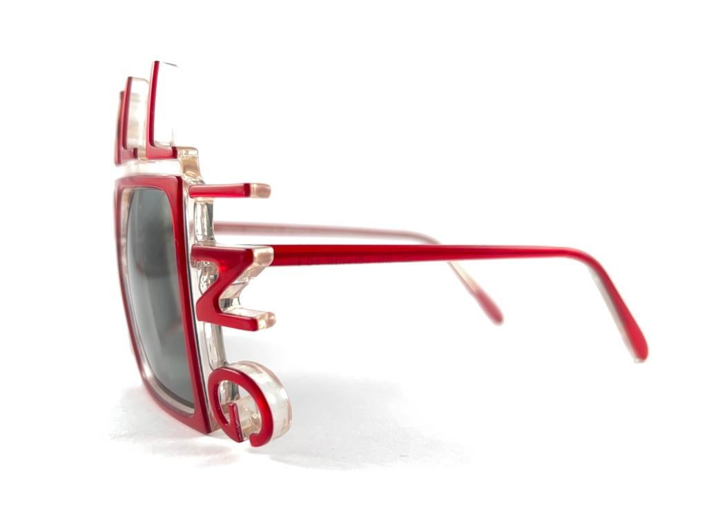 New Vintage Anglo American Eyewear Cobalt Red Mod 101 Falling La 1 Sunglasses In New Condition In Baleares, Baleares