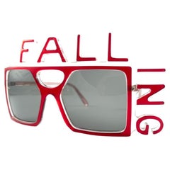 New Vintage Anglo American Eyewear Occhiali da sole rosso cobalto Mod 101 Falling La 1