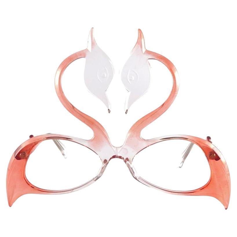 New Vintage Anglo American Eyewear "FLAMINGOS " Translucent Red 70's Sunglasses For Sale