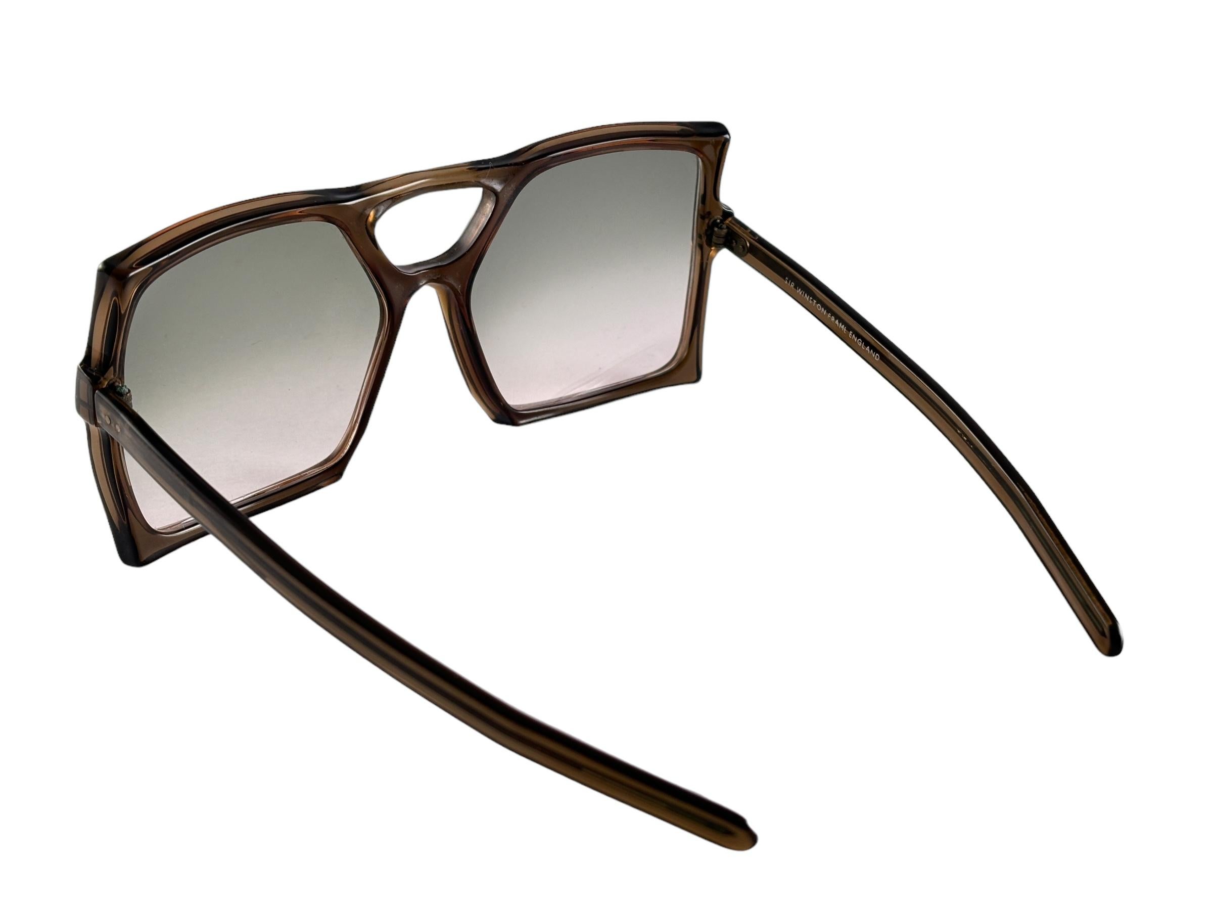 Beige New Vintage Anglo American For Sir Winston Brown Mask Sunglasses 1980