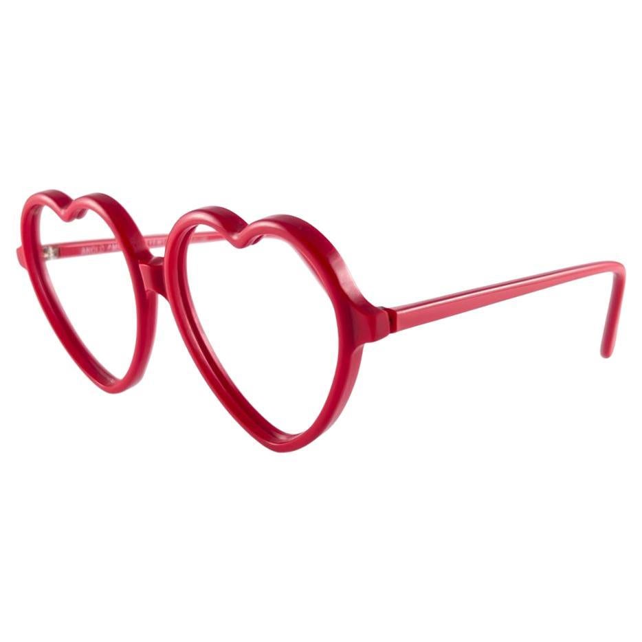 New Vintage Anglo American Hearts Candy Red Rx Sunglasses 1980's England For Sale