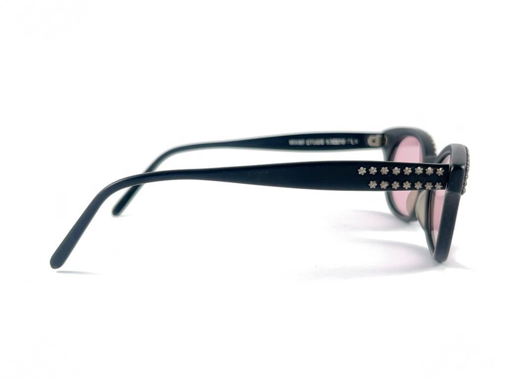 Nouvelles lunettes de soleil vintage anglo-américaines Miami mates noires, années 80 Unisexe en vente