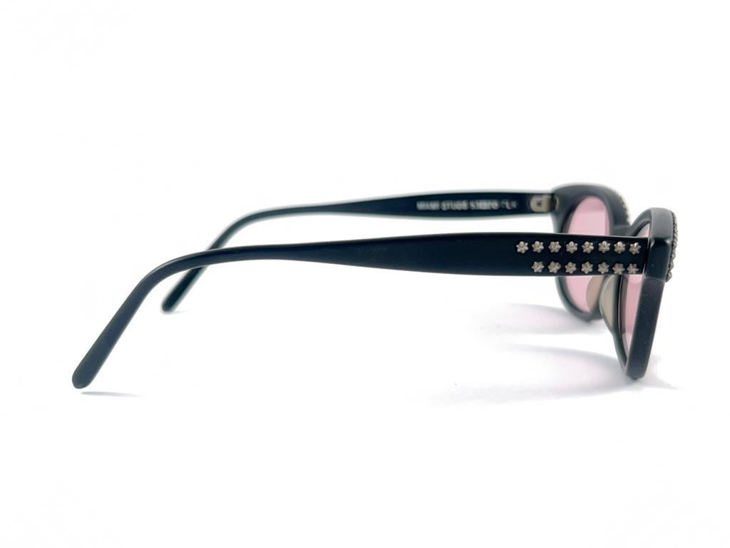 Nuevo Vintage Anglo American Miami Studs Negro Mate Gafas de sol 80's Inglaterra en venta 1