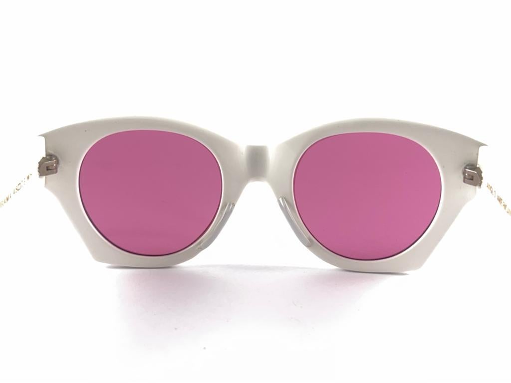 Neue Vintage Anglo American Mirama White Frame  1970'S Made in England Sonnenbrille im Angebot 3