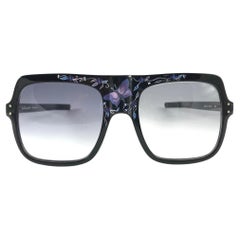 New Vintage Anglo American Mod 97 Black Handpainted Butterfly Sunglasses 1980