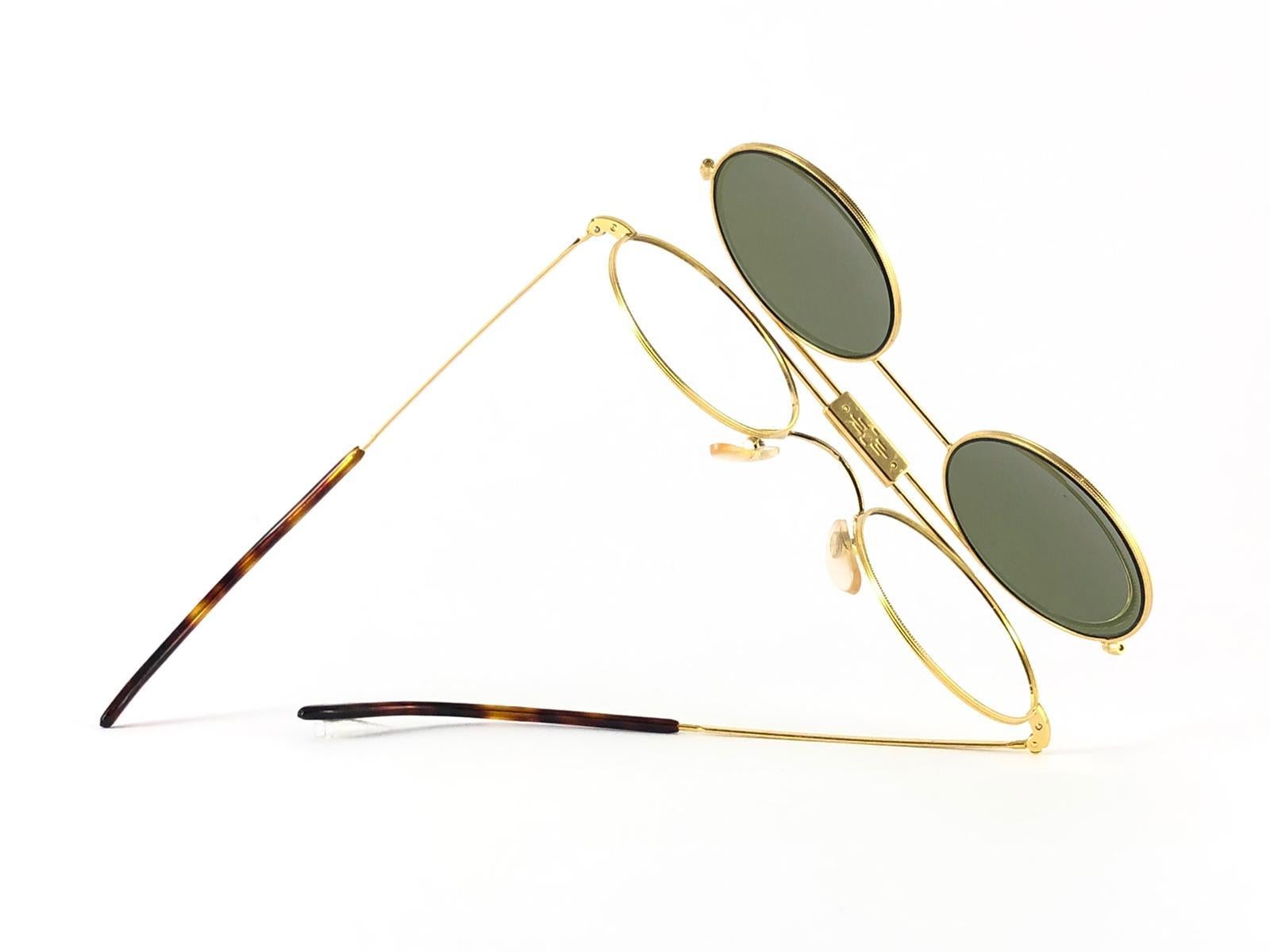 New Vintage Anglo American Optical Gold M85 Flip Top Sunglasses 1960'S For Sale 6