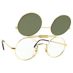 New Retro Anglo American Optical Gold M85 Flip Top Sunglasses 1960'S