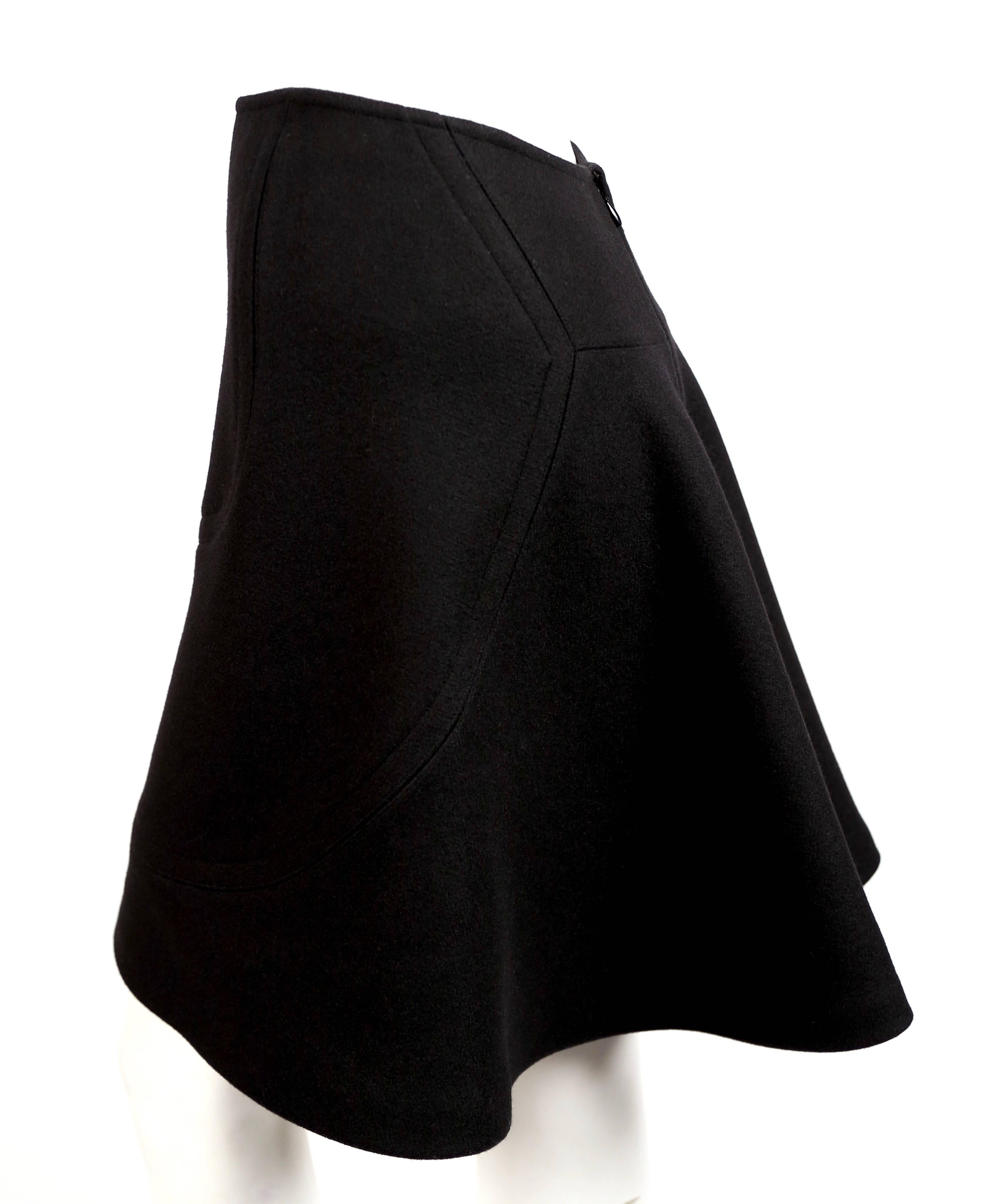 Black new 2008 Azzedine Alaia black wool A-line RUNWAY skirt with tags For Sale