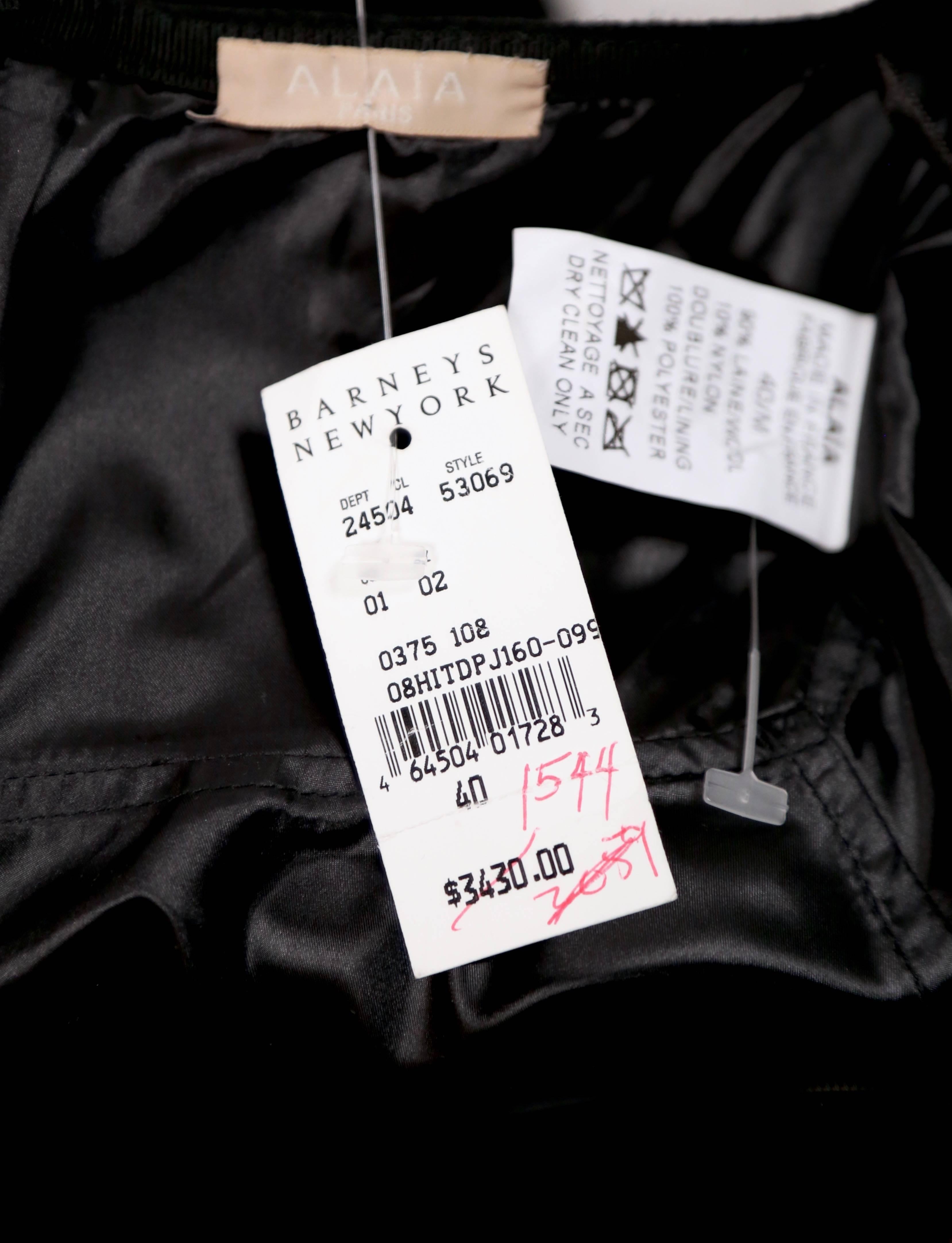 Women's new 2008 Azzedine Alaia black wool A-line RUNWAY skirt with tags For Sale