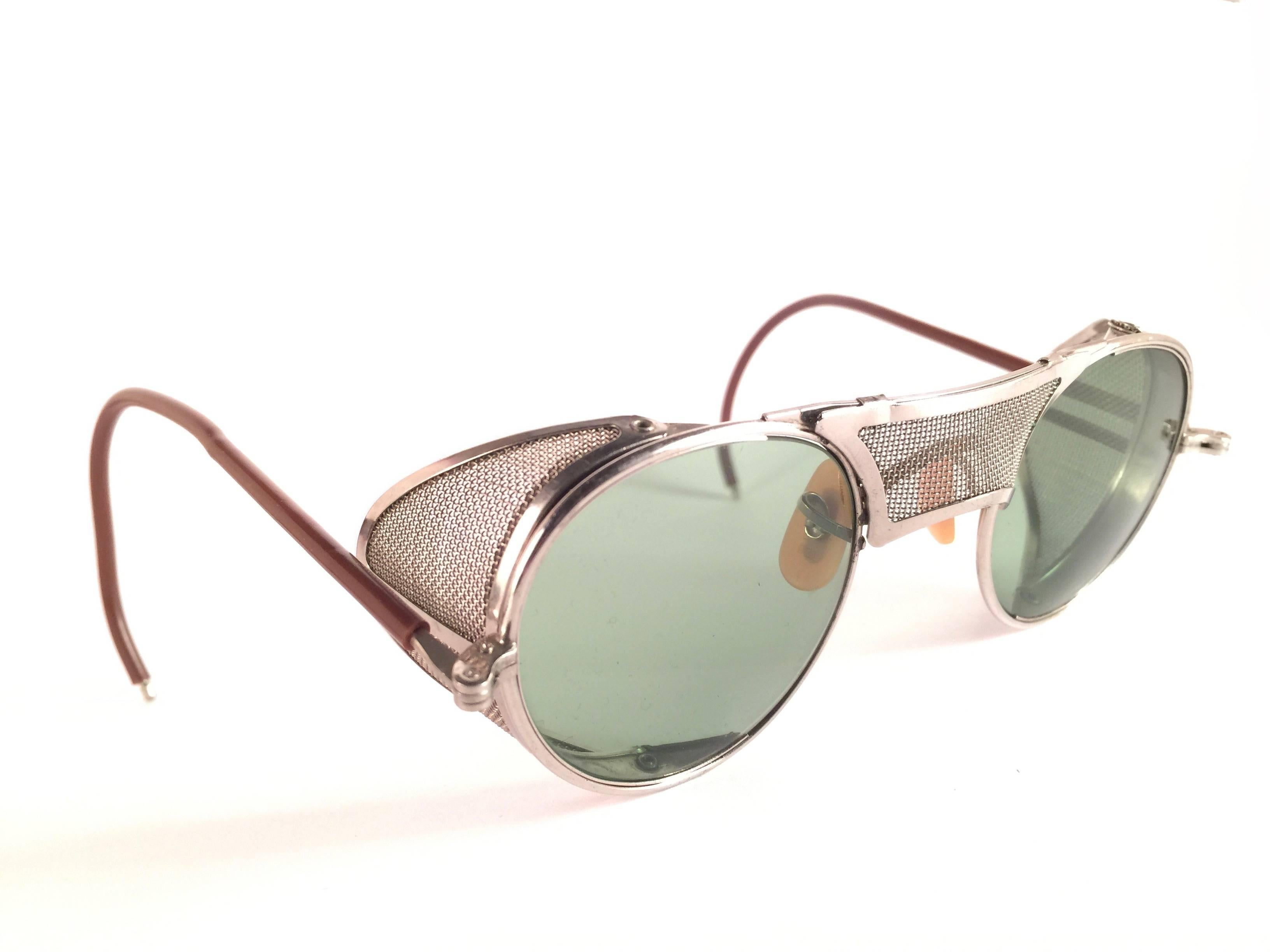 Vintage Bausch & Lomb Goggles Steampunk 1950er Sammlerstück Sonnenbrille, Sammlerstück  (Beige) im Angebot