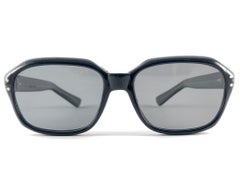 New Vintage Black Solid Rectangular Flat Lenses Sunglasses 70'S Made In Japan