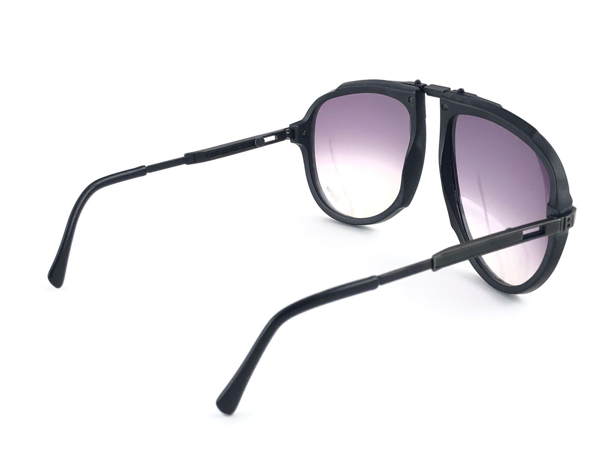 New Vintage Bogner 7003 Matte Black James Bond Roger Moore 007 Sunglasses 3