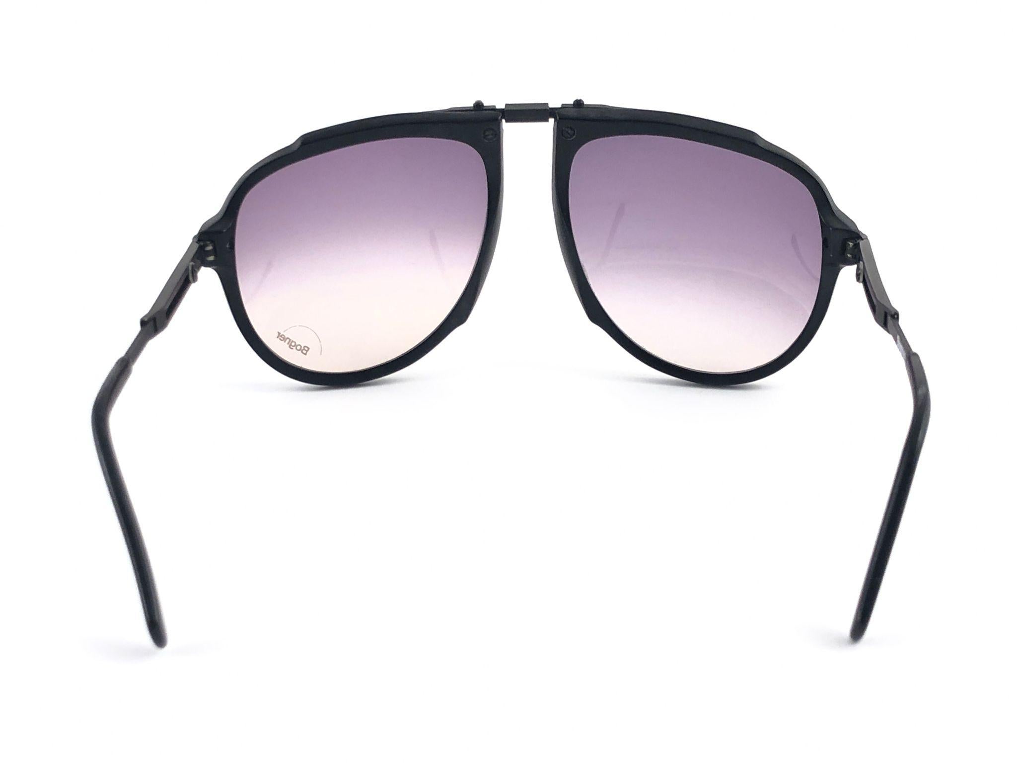 Men's New Vintage Bogner 7003 Matte Black James Bond Roger Moore 007 Sunglasses
