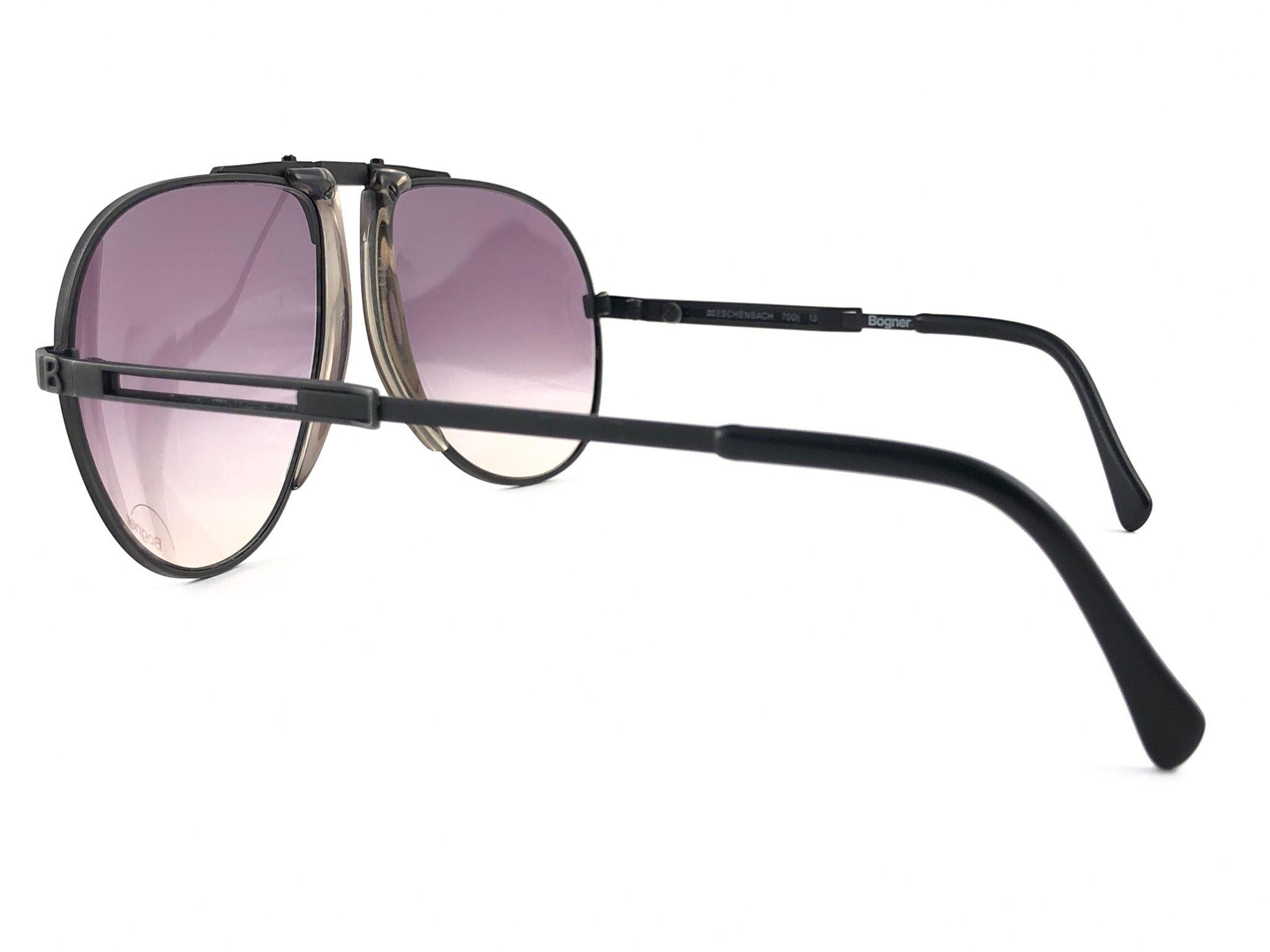 Men's New Vintage Bogner By Eschenbach 7001 Large Black Matte Roger Moore  Sunglasses