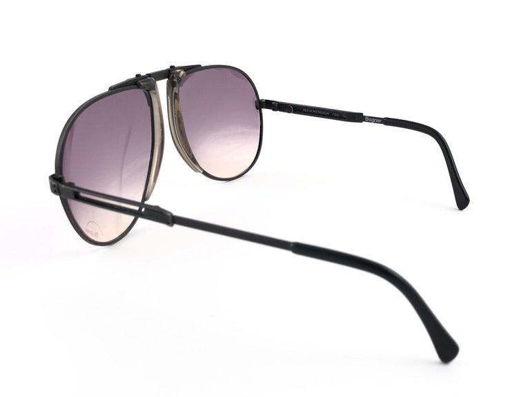 New Vintage Bogner By Eschenbach 7001 Large Black Matte Roger Moore  Sunglasses For Sale at 1stDibs