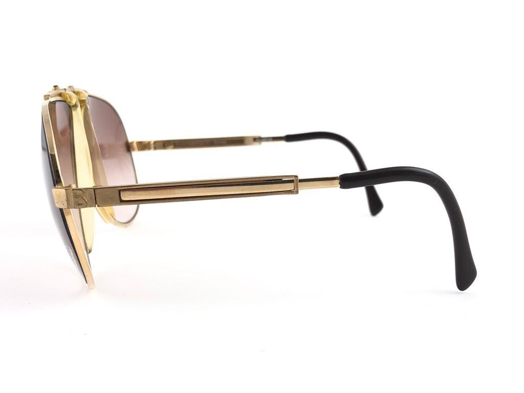 Men's New Vintage Bogner By Eschenbach 7004 90 Gold Roger Moore 007 Sunglasses