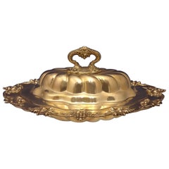 Plat à légumes nouveau vintage en argent sterling couvert avec poignée détachable par Durgin