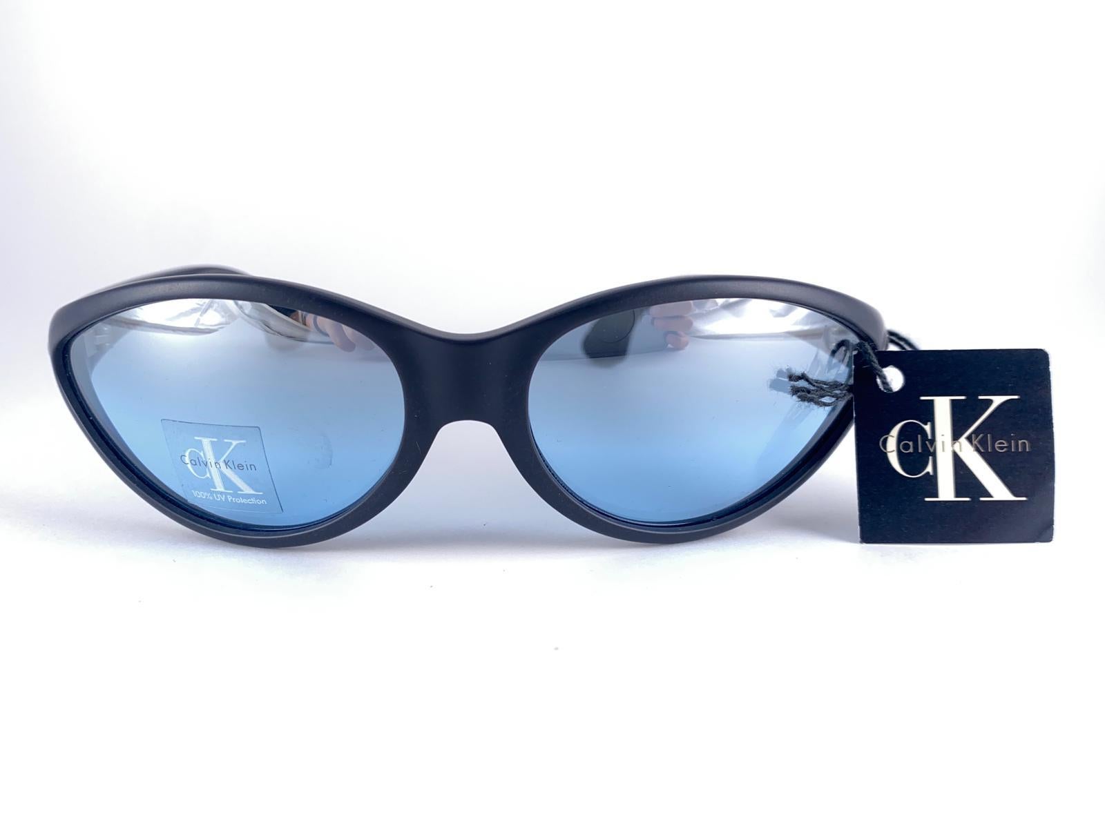 New Vintage Calvin Klein Ck 3012 Matte Black Y2K Sunglasses Made In Italy 1