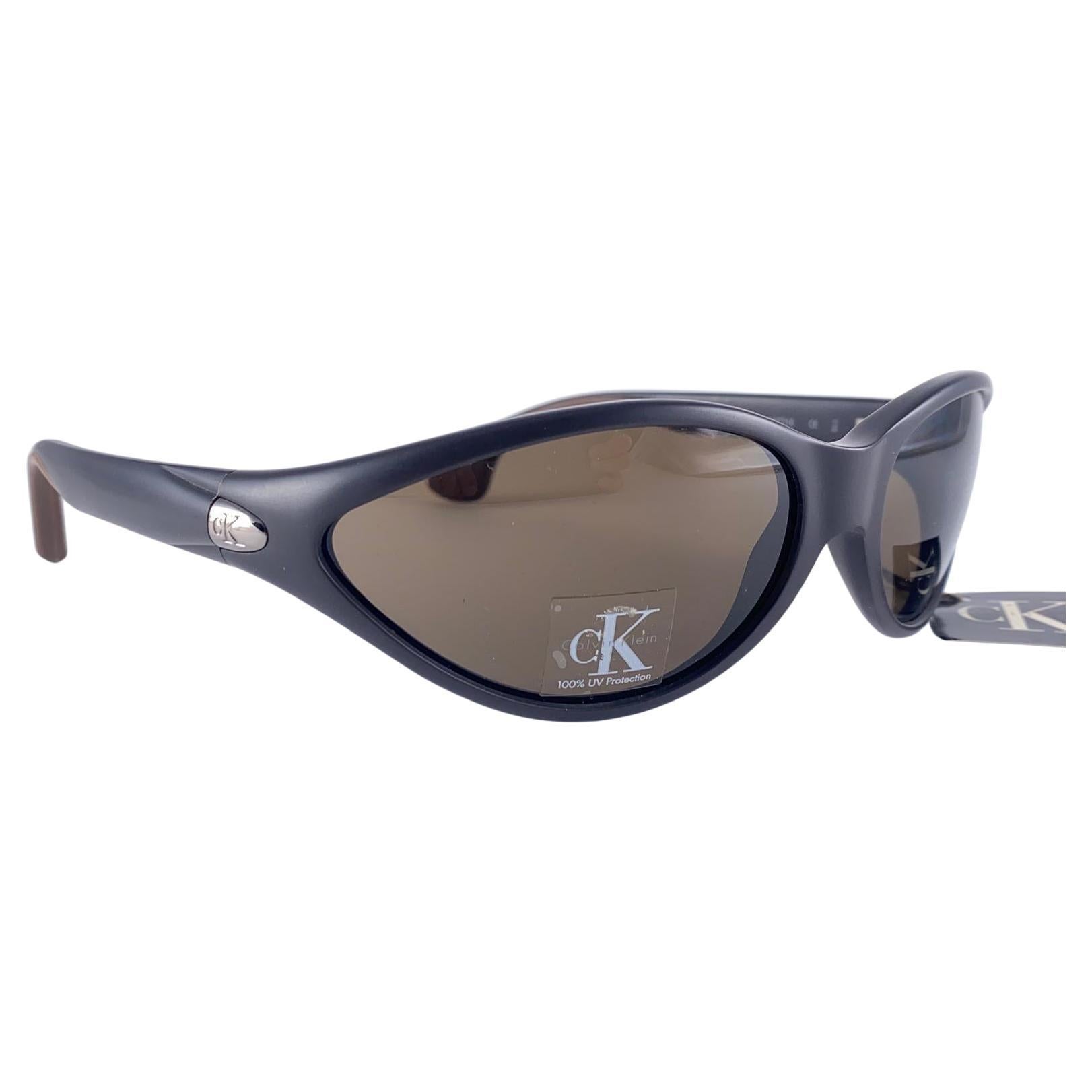 New Vintage Calvin Klein Ck 3012 Matte Brown Y2K Sunglasses Made In Italy For Sale