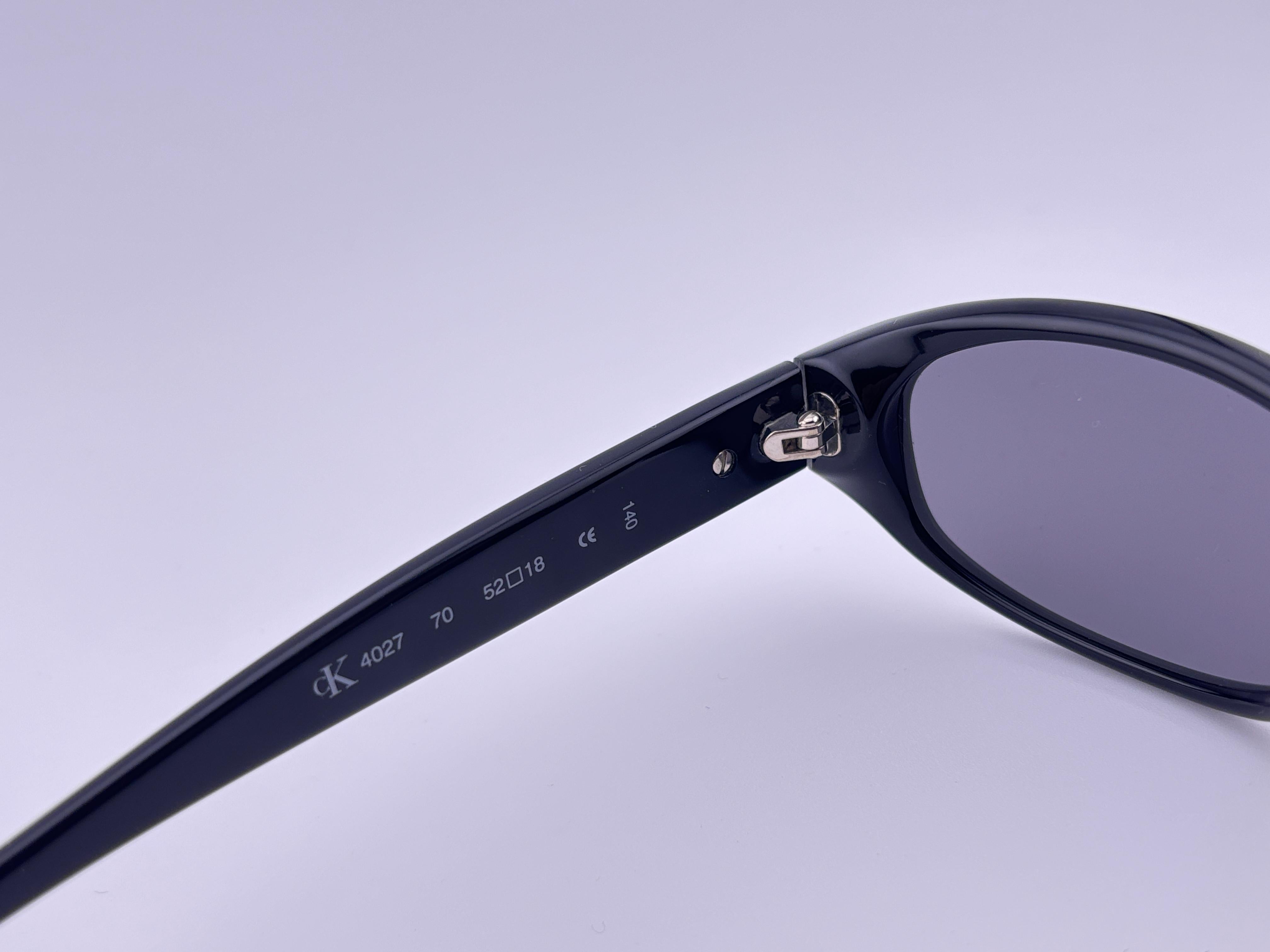 Noir New Vintage Calvin Klein Ck Sleek Black 4027 Y2K Sunglasses Made In Italy en vente