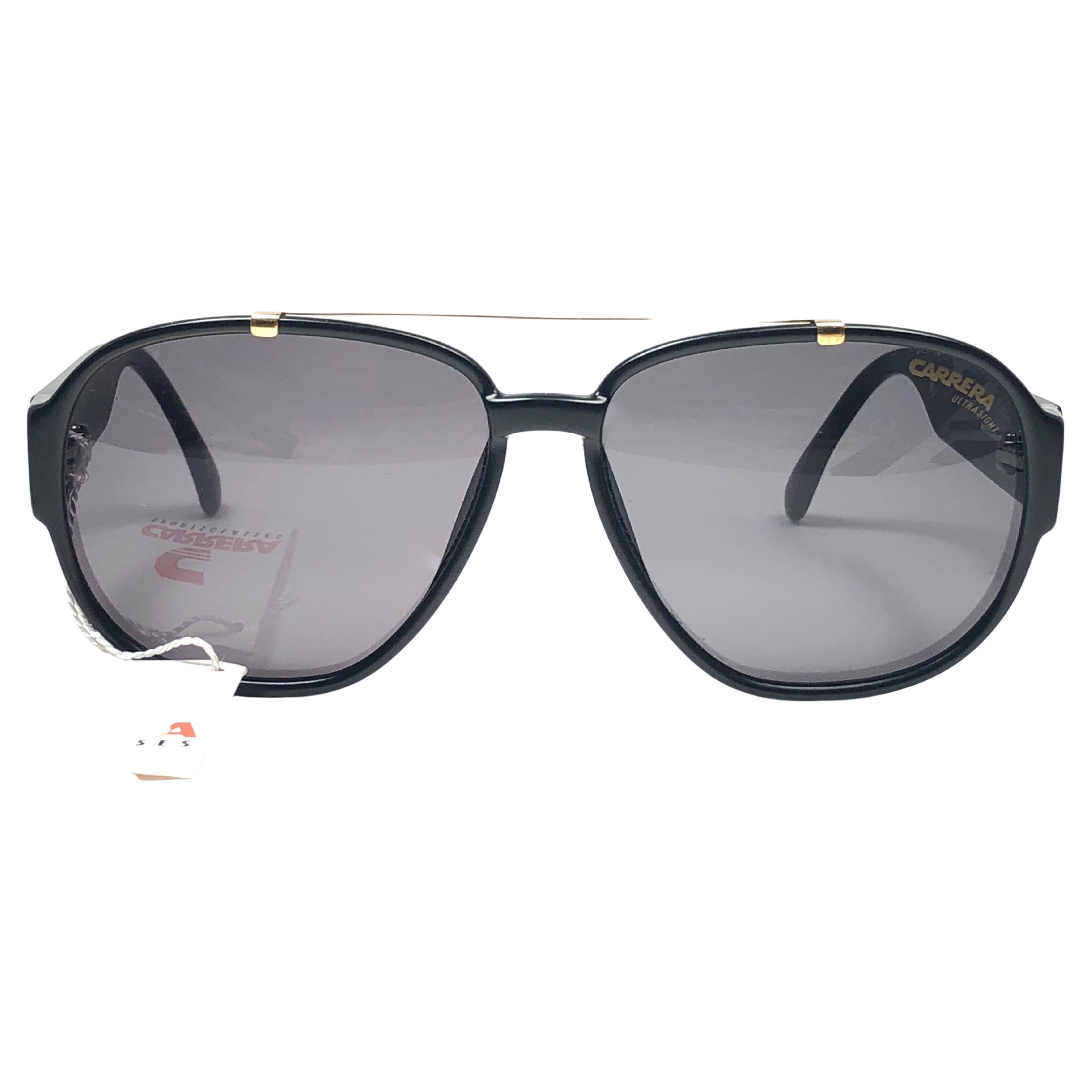 New Vintage Carrera Aviator Black Ultrasight Sports Sunglasses Made in Austria