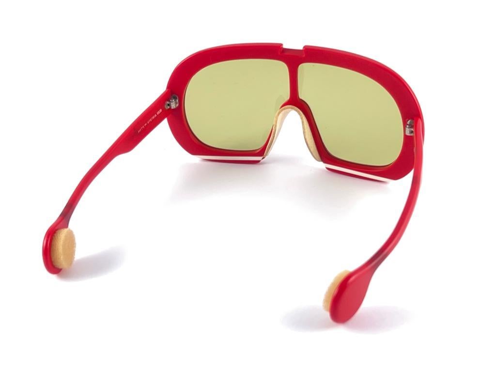 New Vintage Carrera Red Foxy Lady Sports  Yellow Lens Sunglasses 1970'S Austria For Sale 8