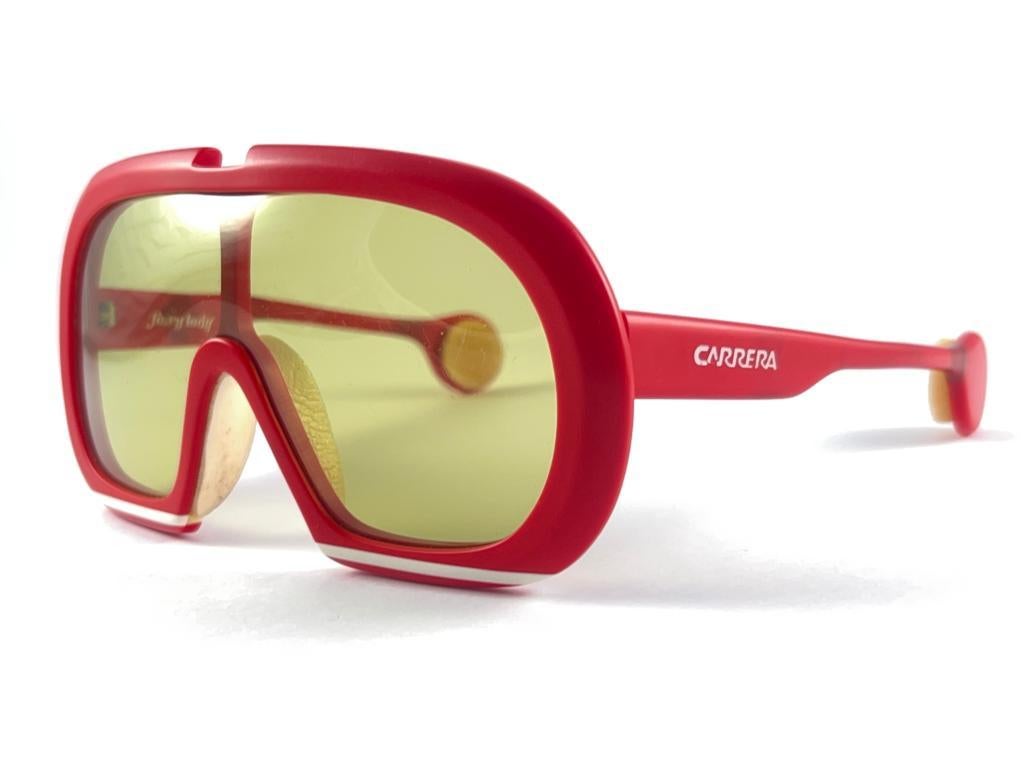 New Vintage Carrera Red Foxy Lady Sports  Yellow Lens Sunglasses 1970'S Austria For Sale 1