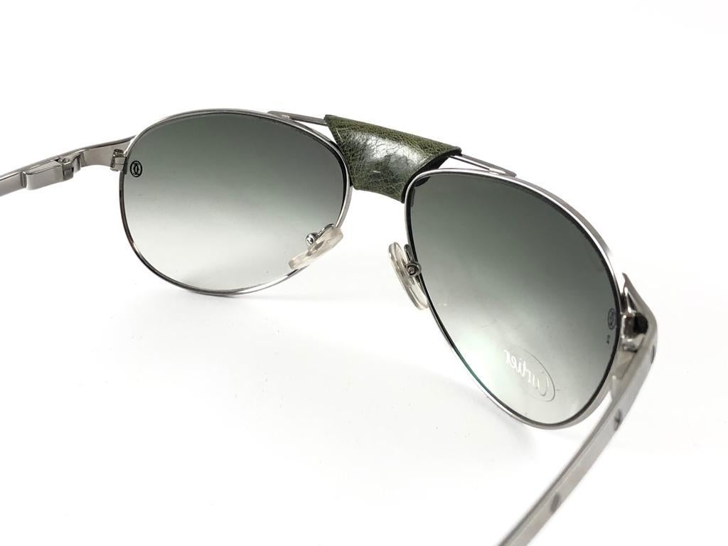 New Vintage Cartier 58/16 Edition Santos Dumont Platine Plated Frame Sunglasses 2