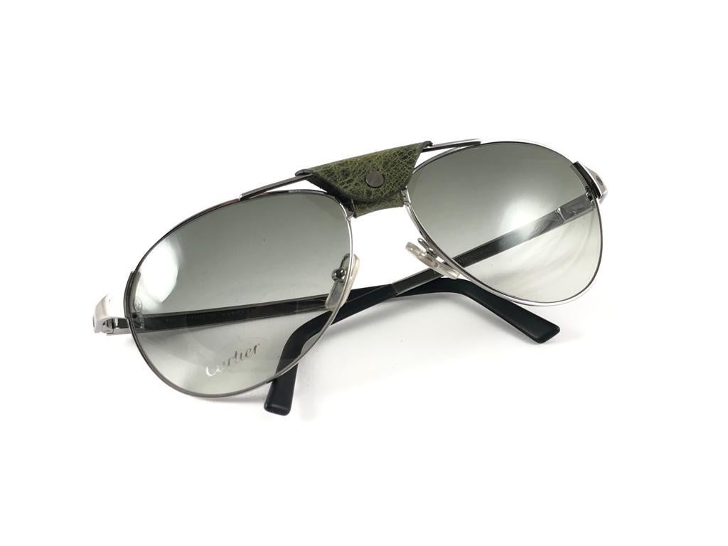 New Vintage Cartier 58/16 Edition Santos Dumont Platine Plated Frame Sunglasses 3