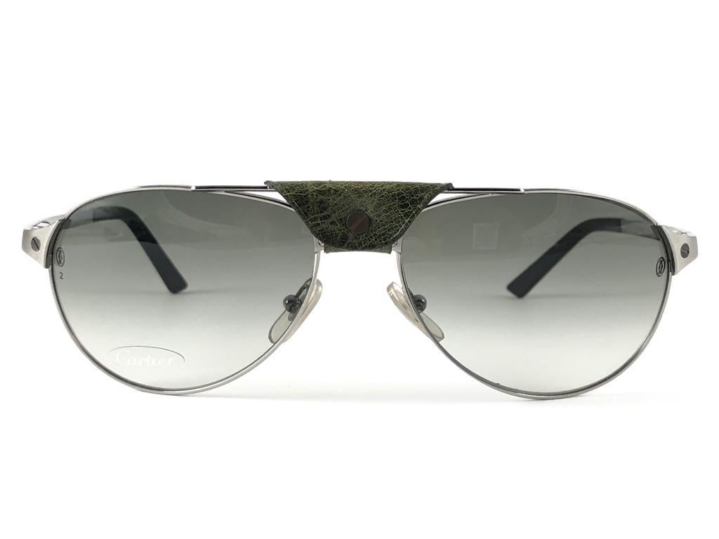 New Vintage Cartier 58/16 Edition Santos Dumont Platine Plated Frame Sunglasses 6