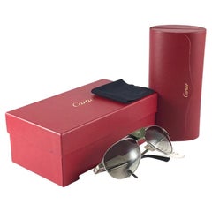 New Vintage Cartier 58/16 Edition Santos Dumont Platine Plated Frame Sunglasses