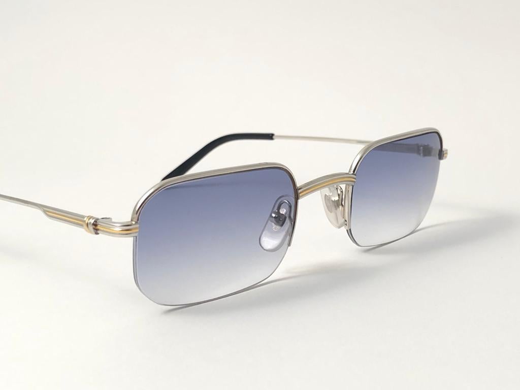 New Vintage Cartier Broadway Platine 49 22 Half Frame France 1990 Sunglasses 3