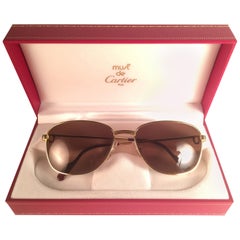 New Vintage Cartier Courcelles Gold Plated 55 Frame France 1990 Sunglasses