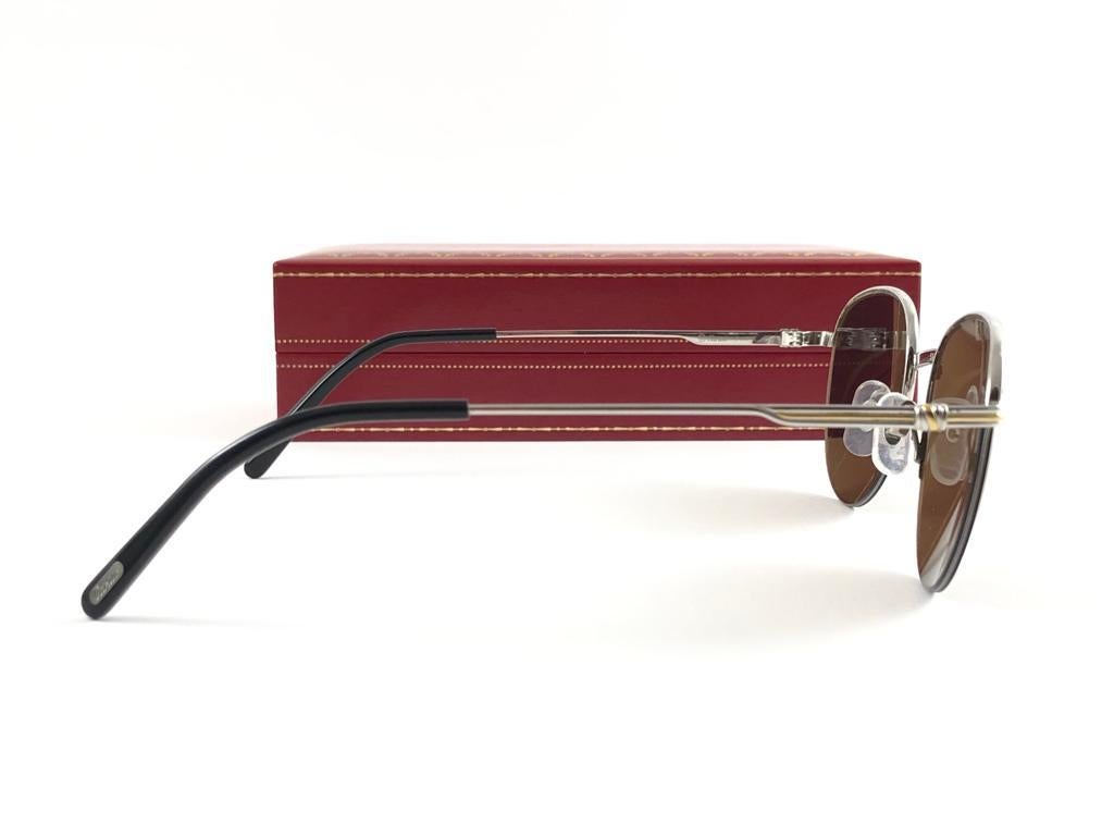 New Vintage Cartier Colisee Platine Plaqué 49 18 Frame France 1990 Sunglasses Neuf - En vente à Baleares, Baleares