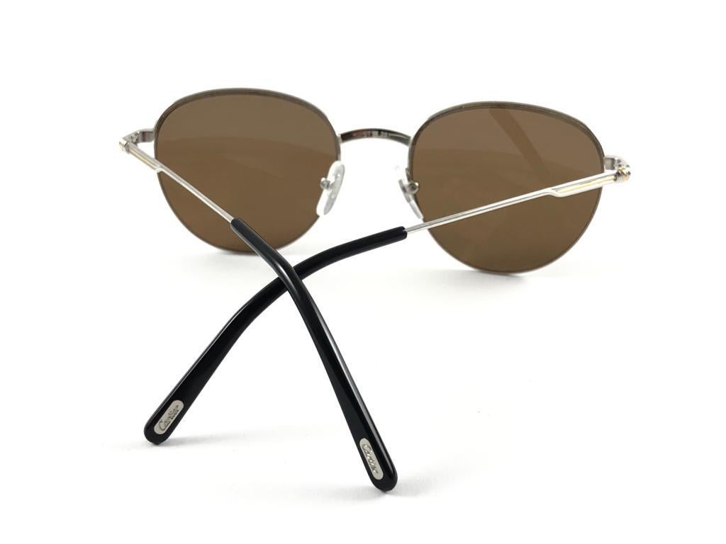 New Vintage Cartier Colisee Platine Plated 49 18 Frame France 1990 Sunglasses For Sale 2