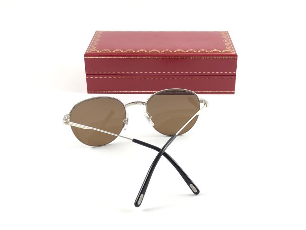 New Vintage Cartier Colissee Platine Plated 51 20 Frame France 1990 Sunglasses For Sale 7