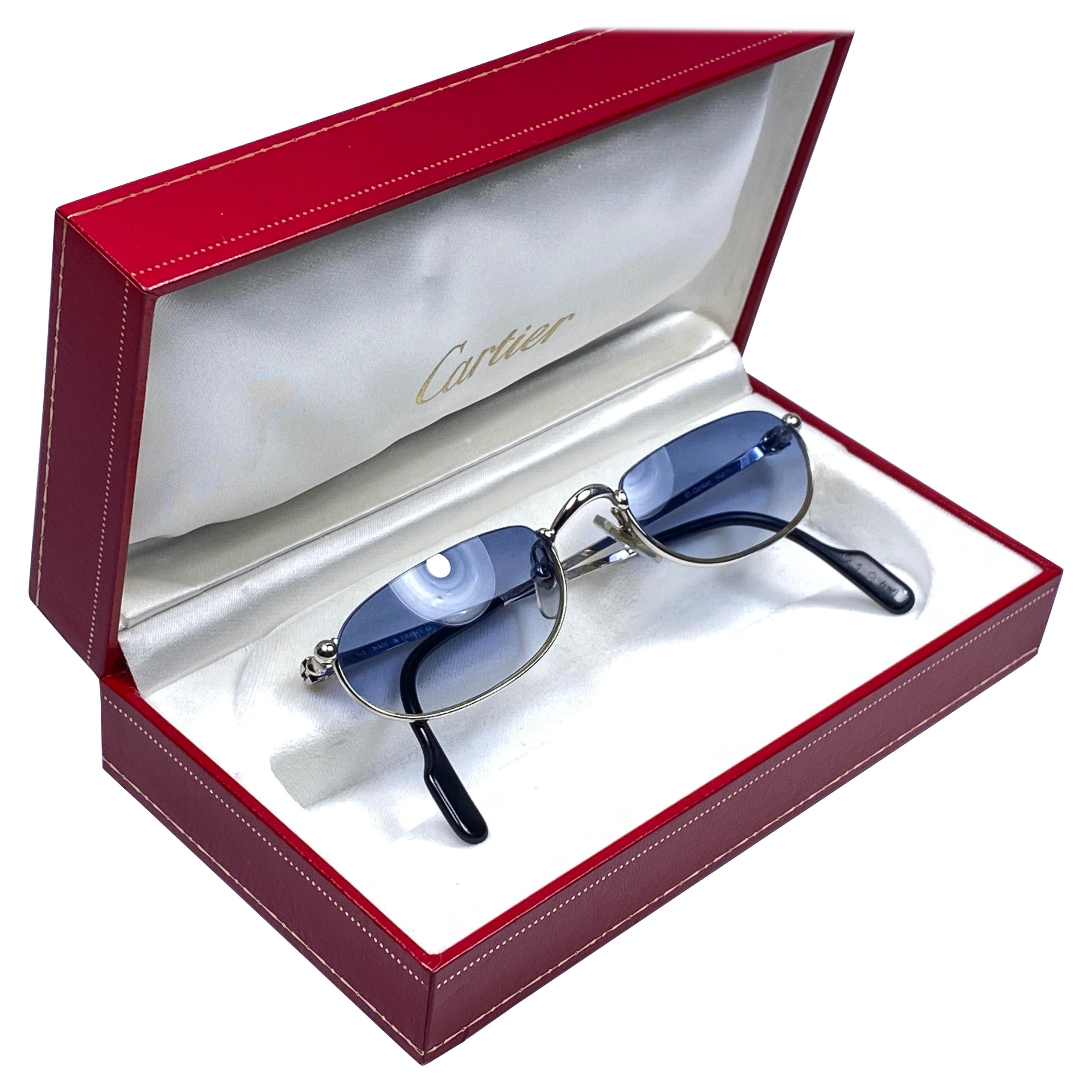 New Vintage Cartier Demilune Platine Half Frame Medium Reading France Sunglasses