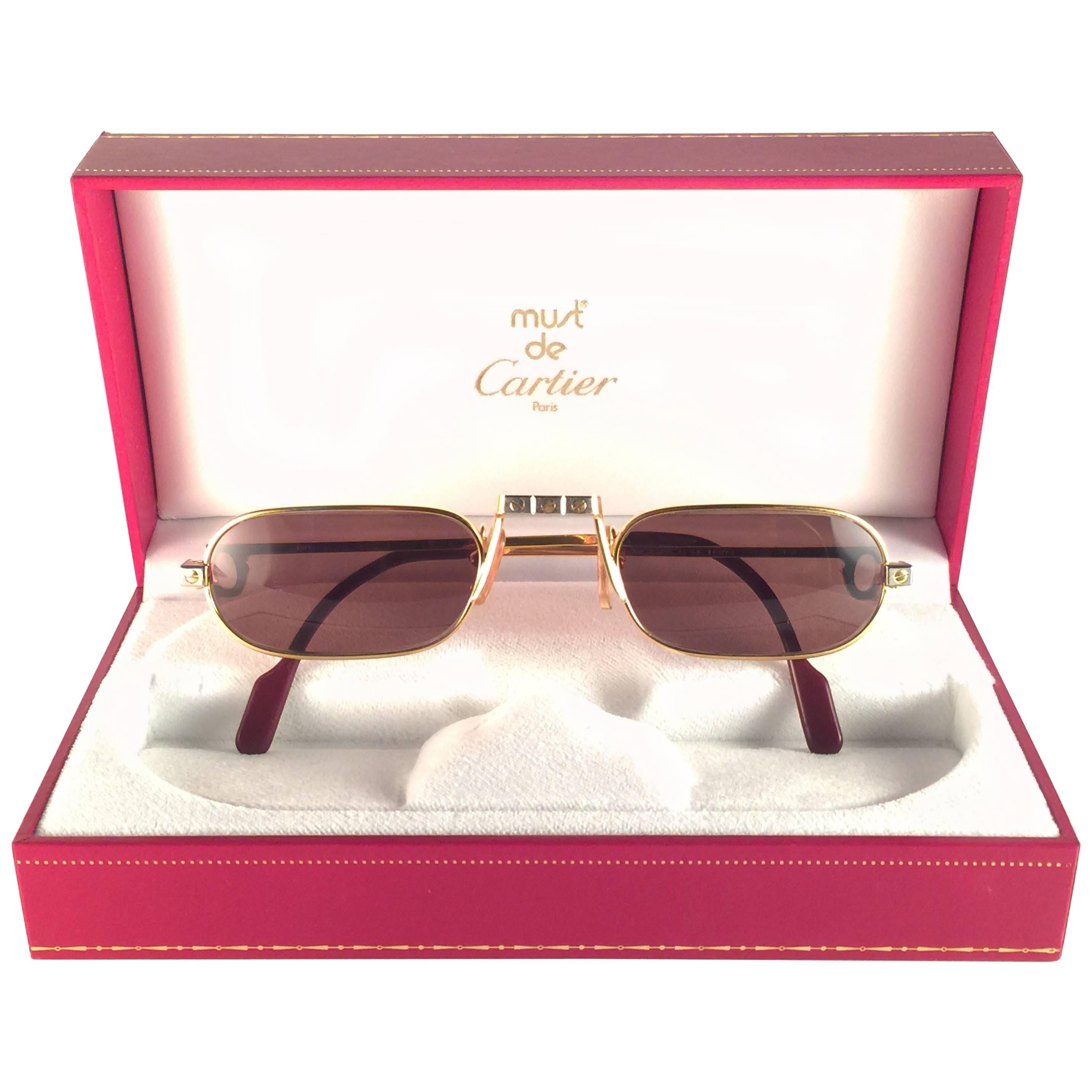 Nouveau Vintage Cartier Demilune Santos Medium 50mm Reading France Lunettes de soleil
