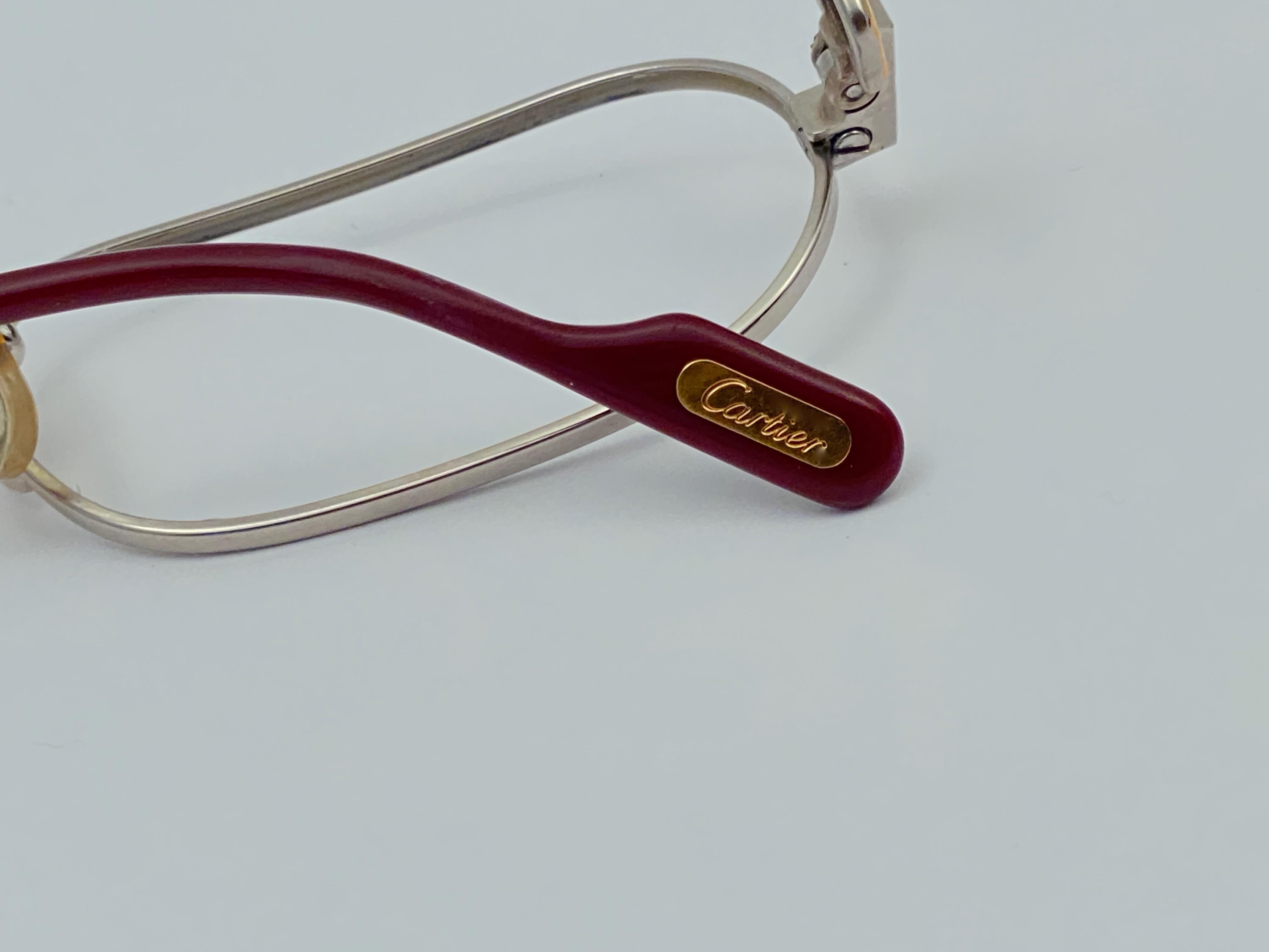 New Vintage Cartier Demilune Santos Platine 50mm Reading France Sunglasses In New Condition In Baleares, Baleares
