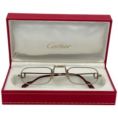 New Vintage Cartier Demilune Santos Platine 50mm Reading France Sunglasses