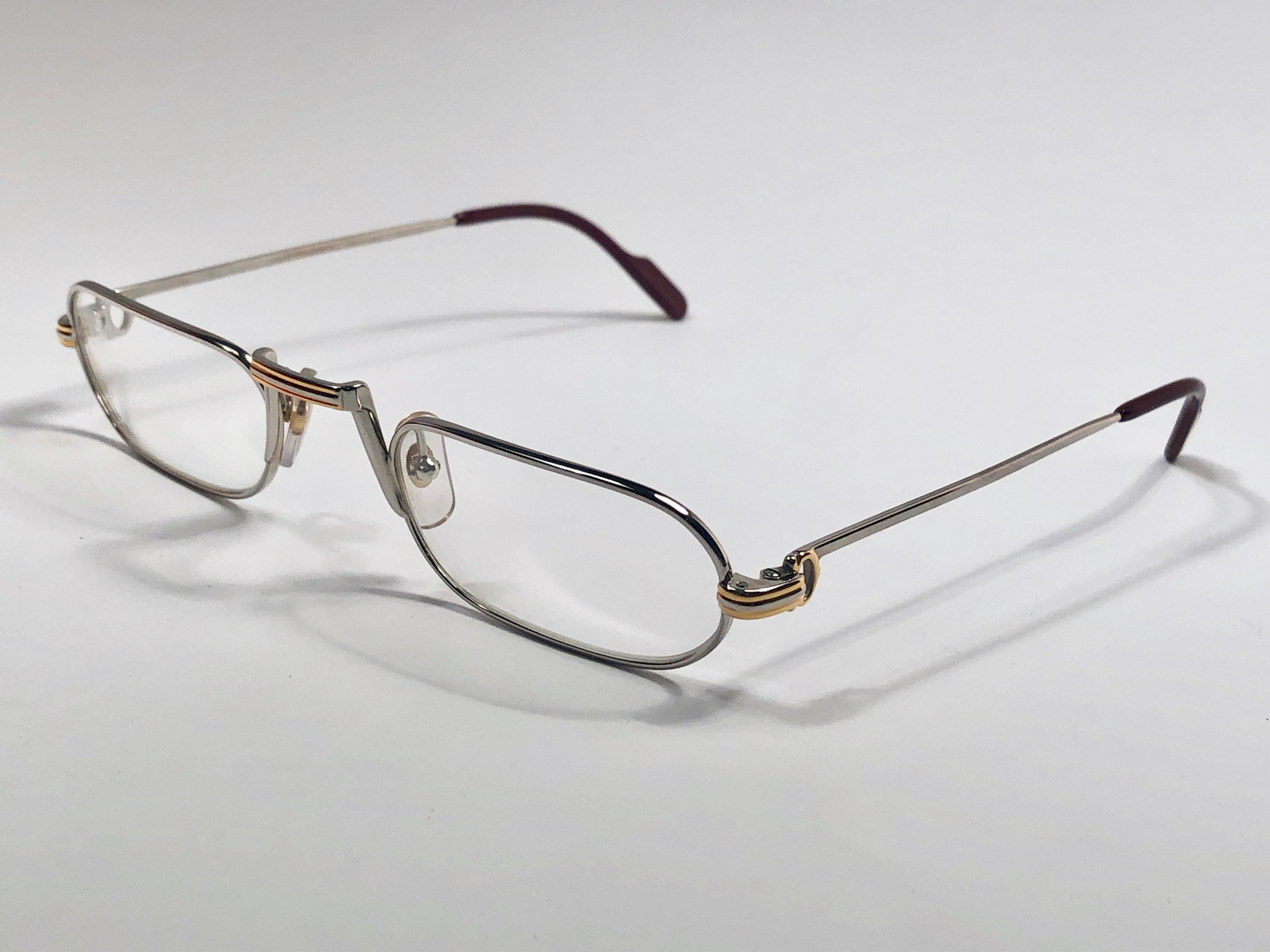 Femenino o masculino Nuevo Vintage Cartier Demilune Vendome Platine 50mm Lectura Francia Gafas de sol en venta